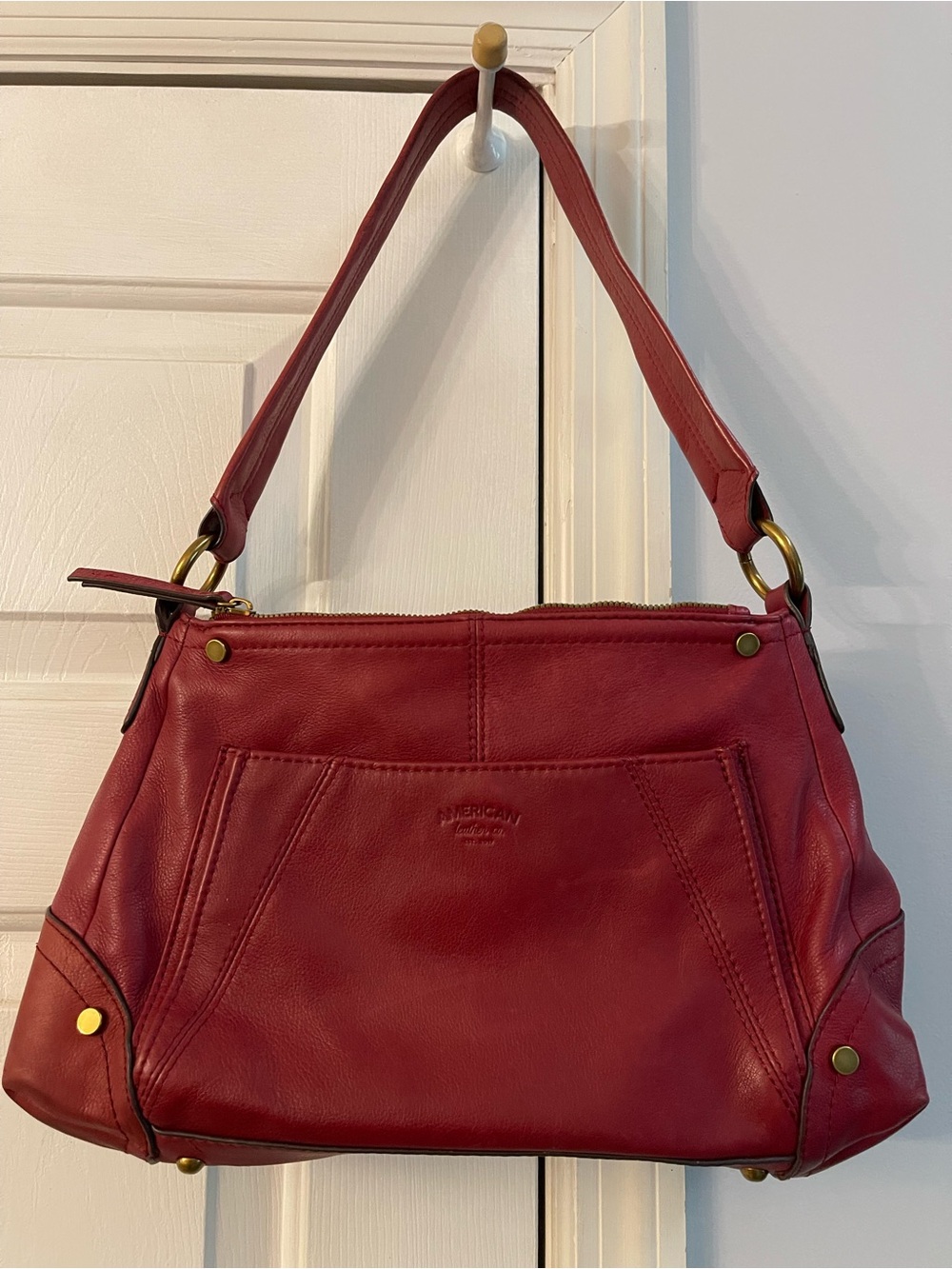 American Leather Co Red Leather Shoulder Bag